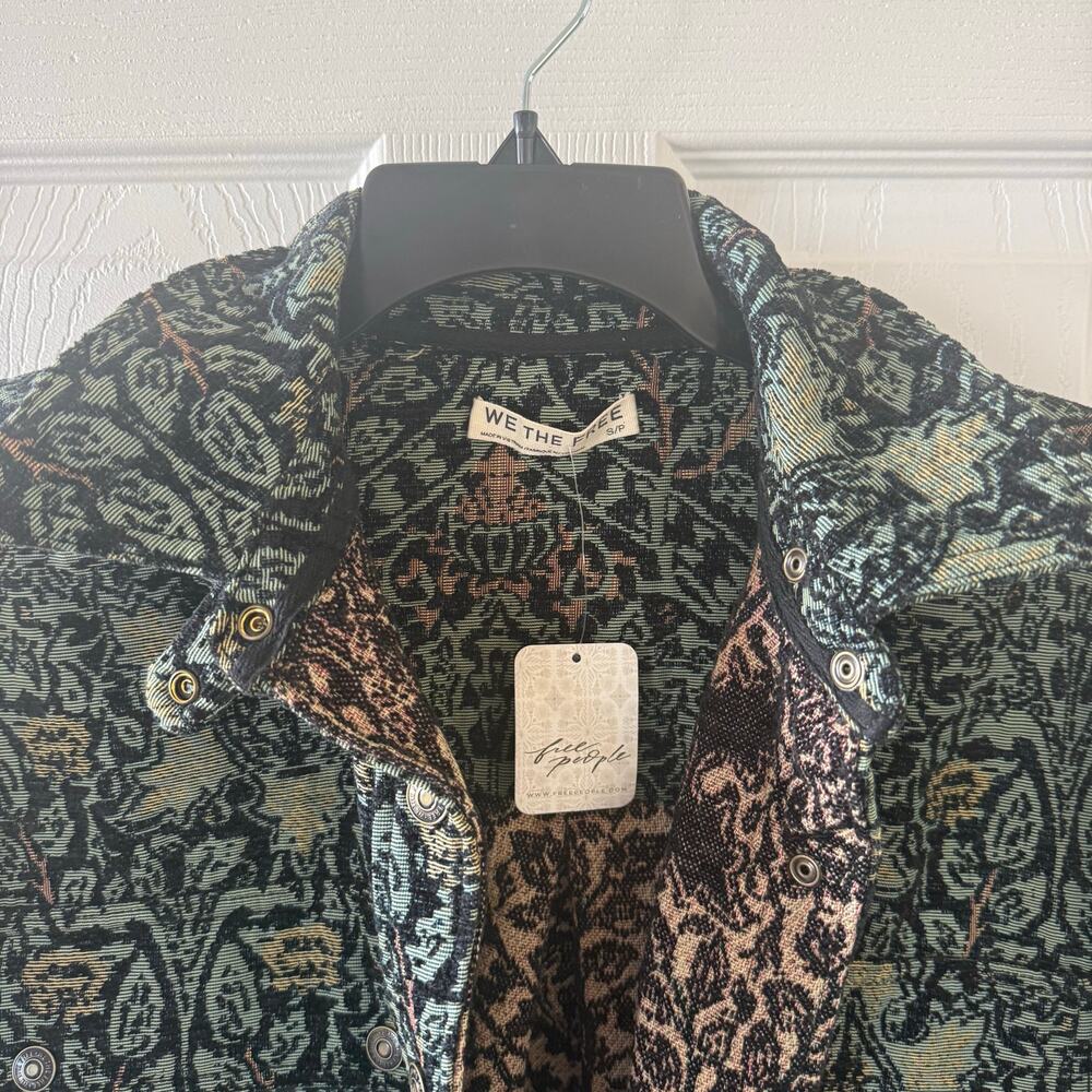 NWT Free People We The Free Tapestry Fog Jacquard Shirt Sz S Shacket Oversized - Picture 9 of 14